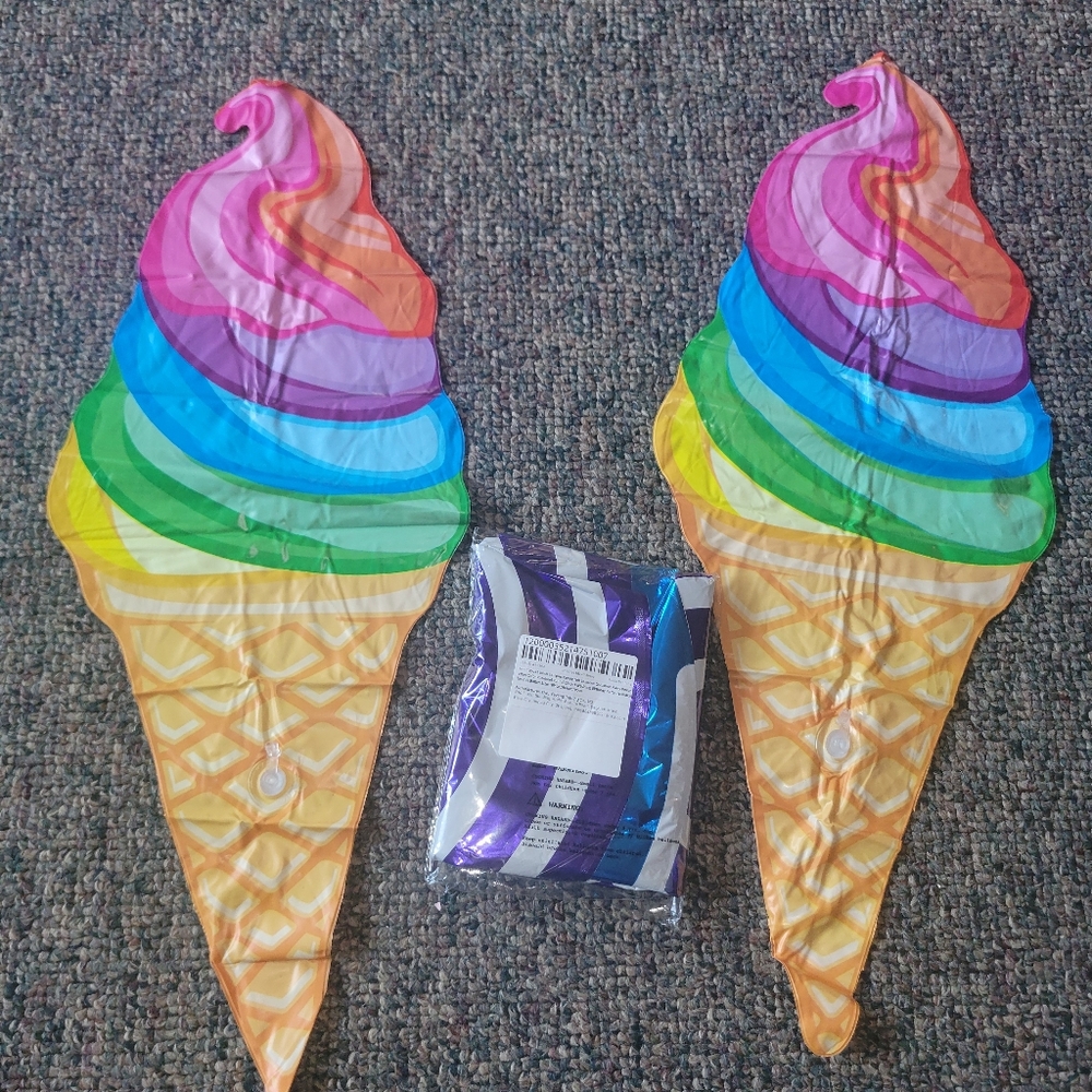 Firm! Colorful Ice Cream Cone Blow Up And Swirl Pop Balloons